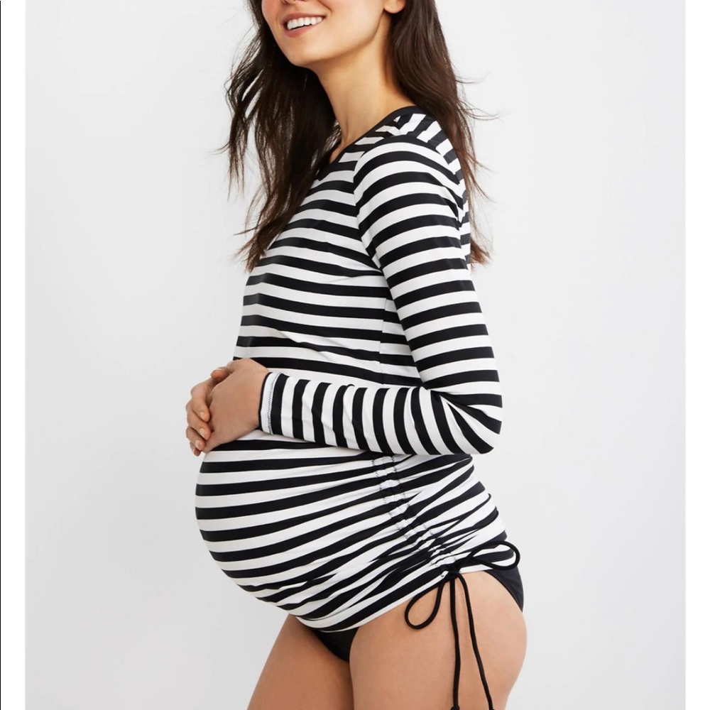 Motherhood Maternity Striped Rash Guard